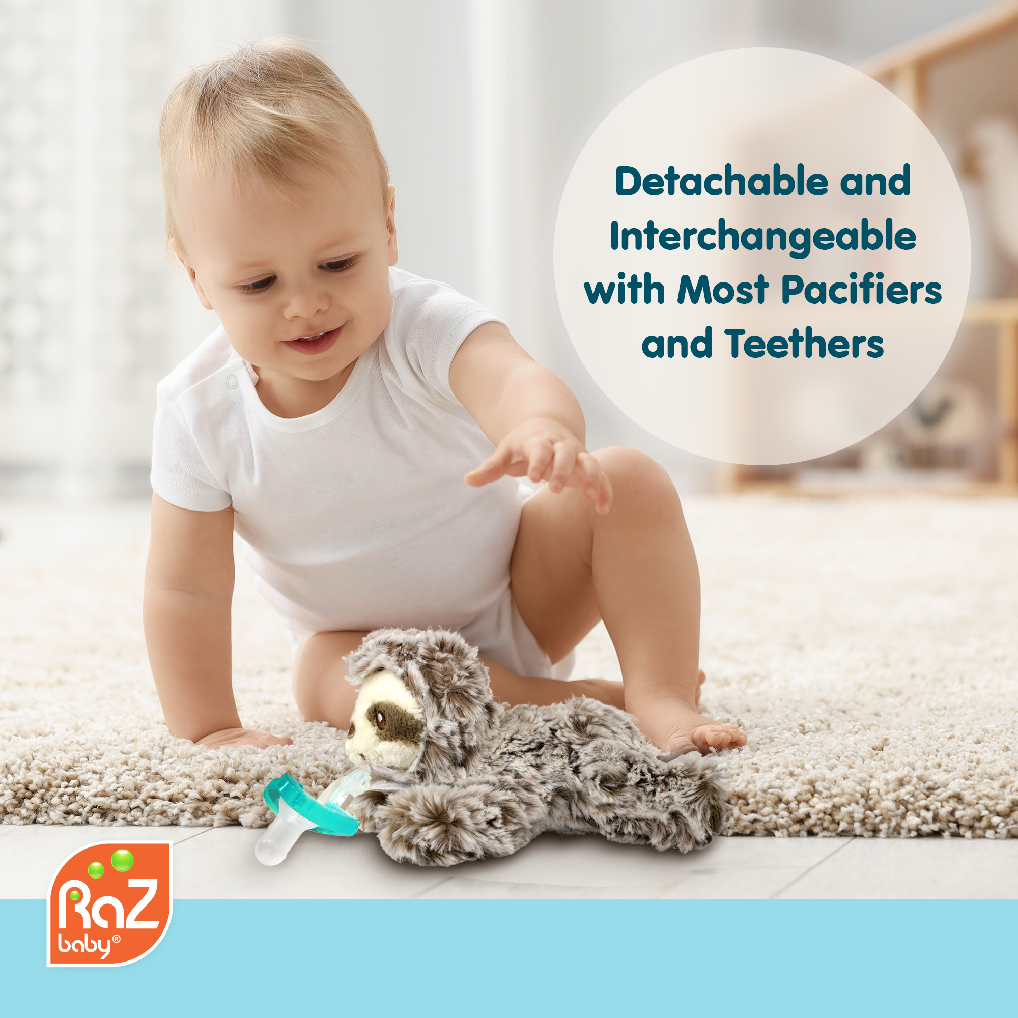RaZbuddy Paci/Teether Holder - Marlow Monkey