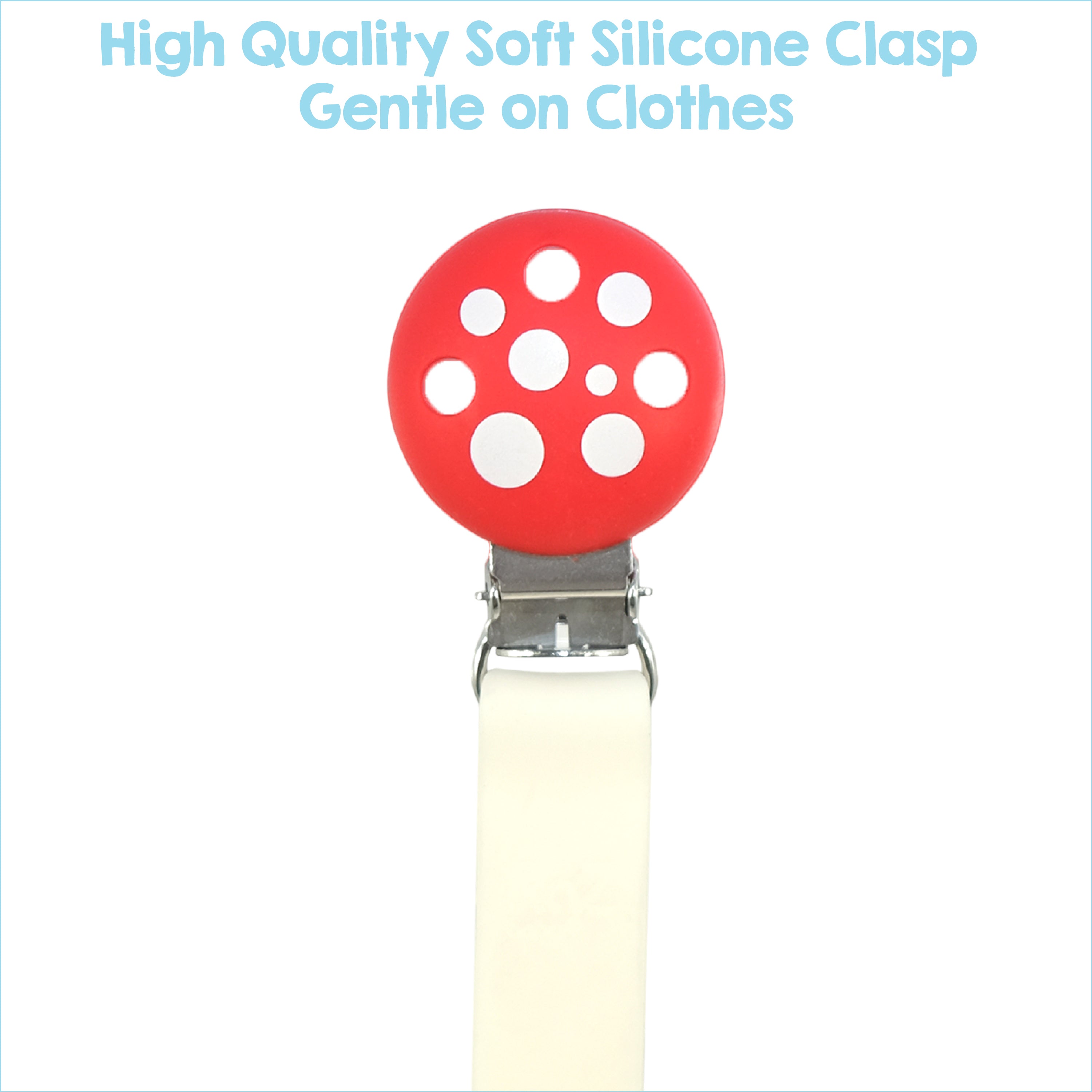 Chompy Silicone Paci/Teether Holders 2PK - Red & Blue