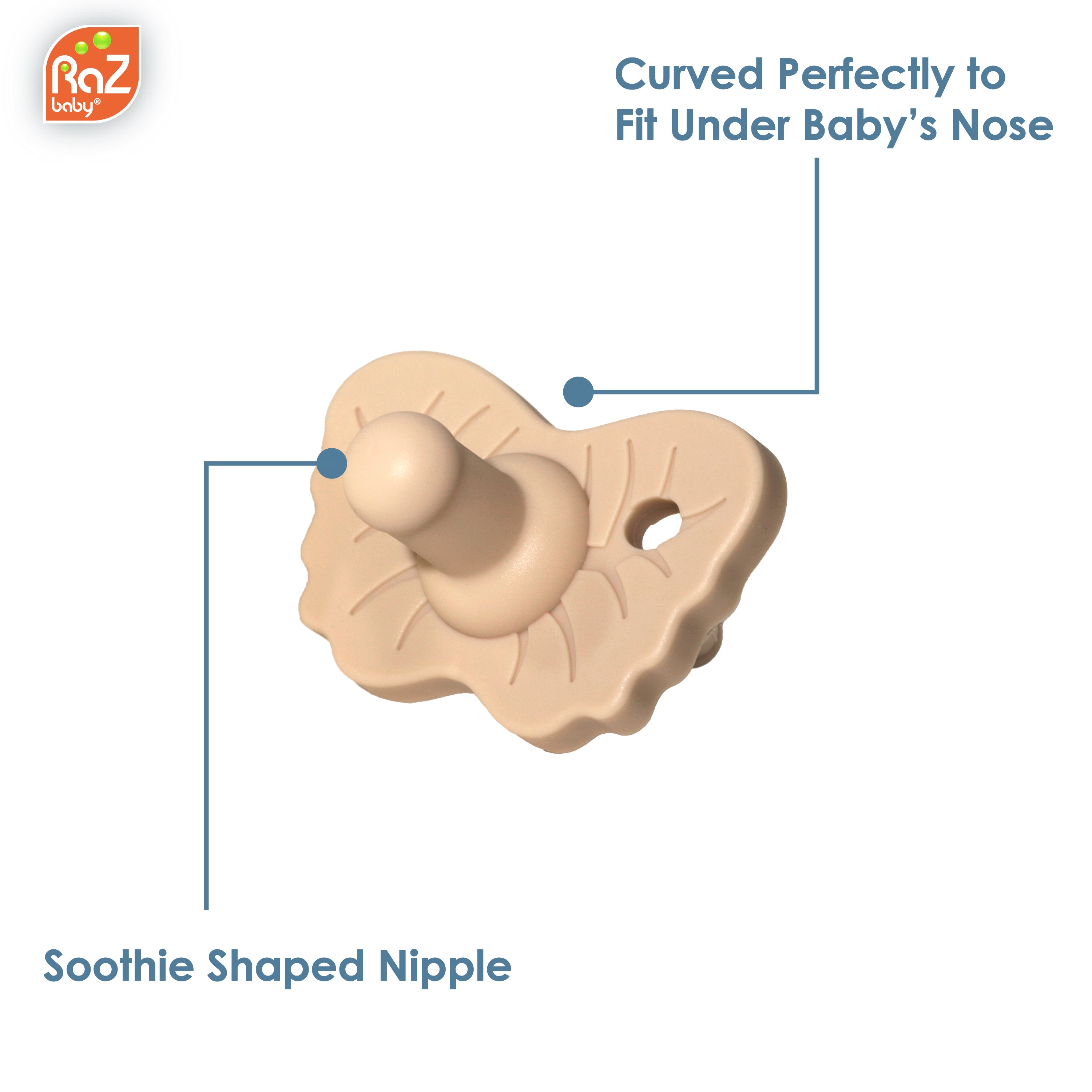RaZzies Silicone Pacifier - 0m+ - Tan & White