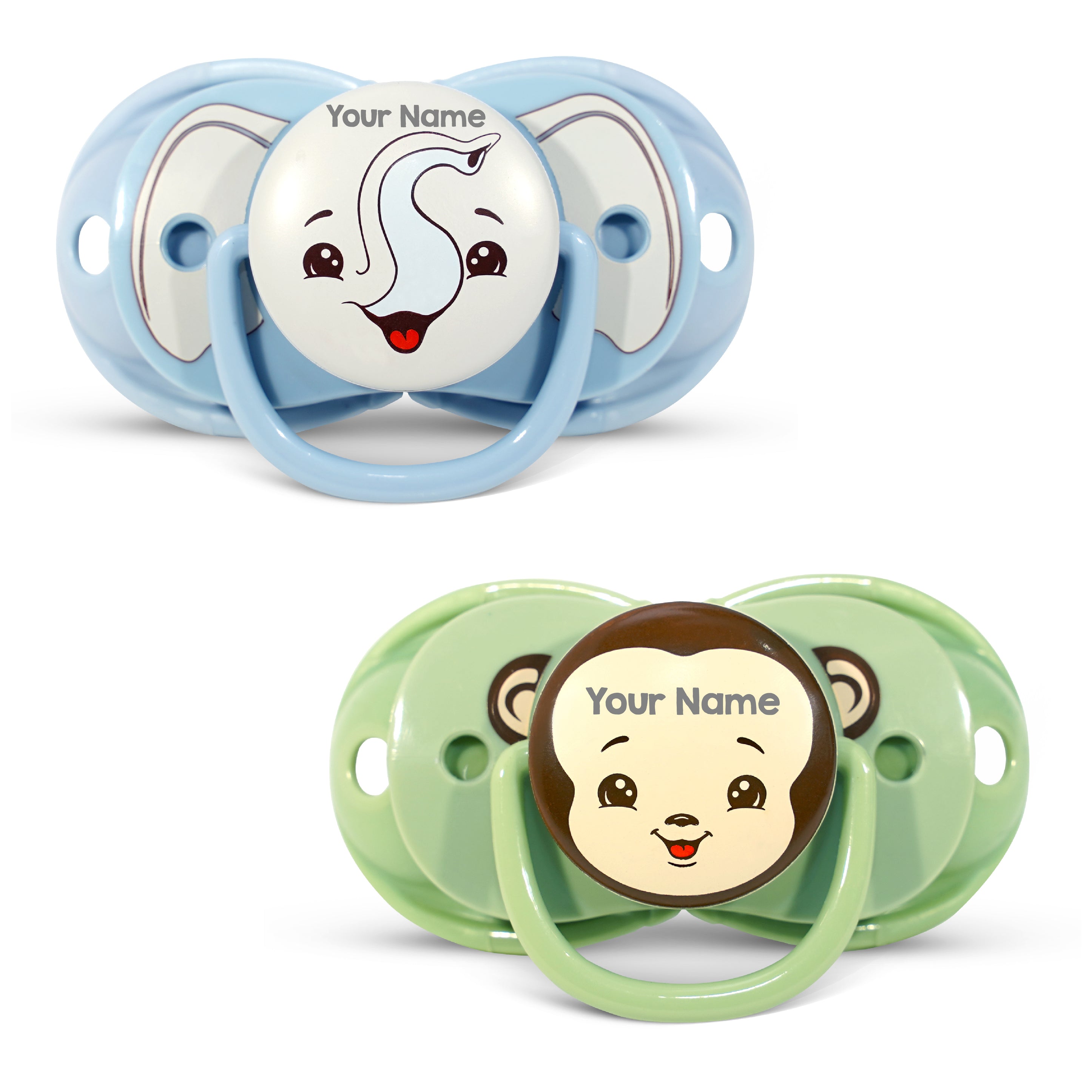 Personalized keep-it-kleen Pacifier 2PK - Elephant & Monkey