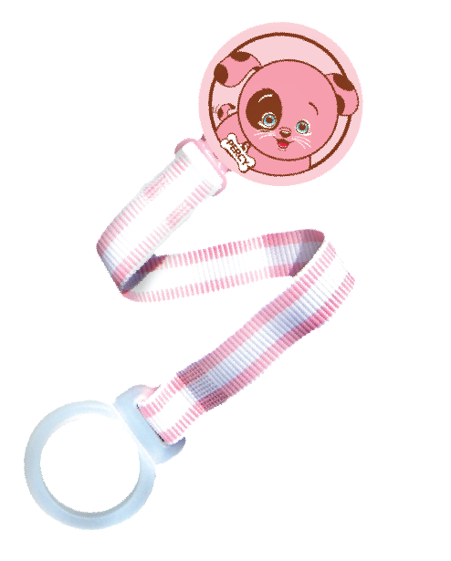 Personalized Pacifier Holder Pink Puppy