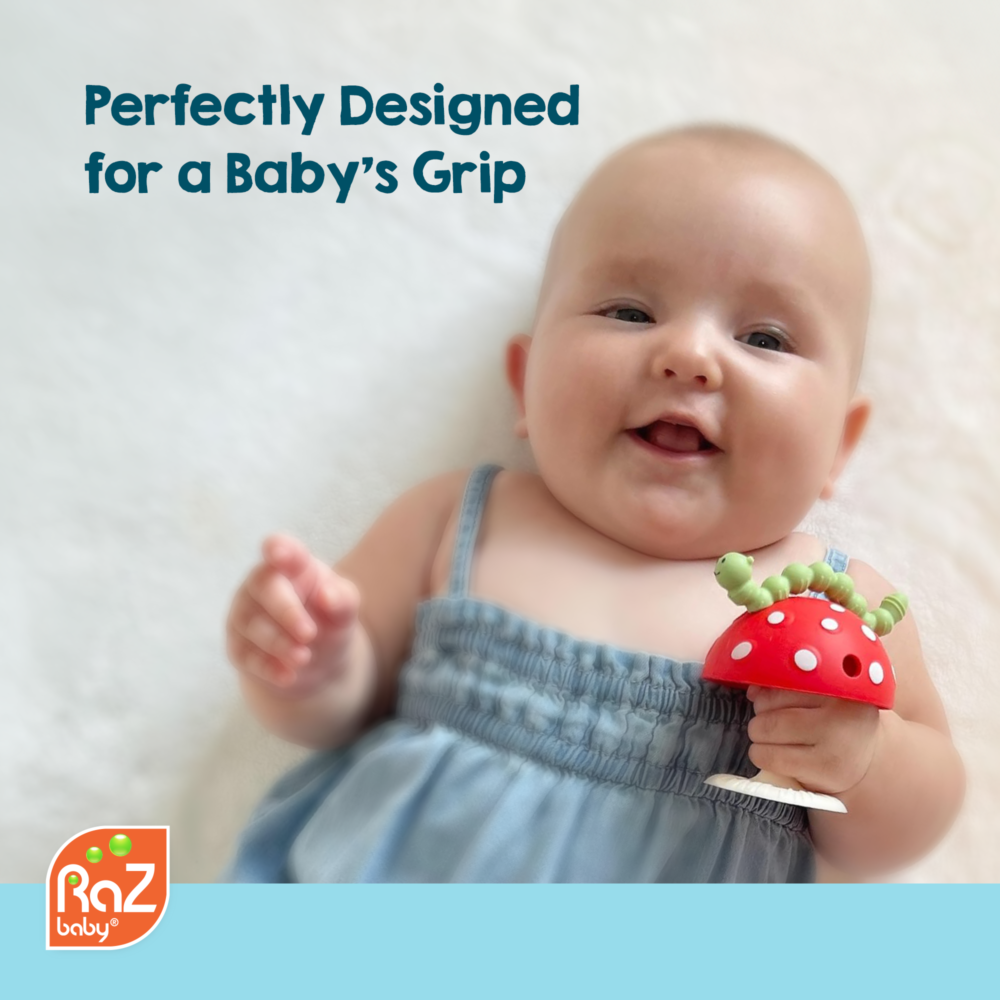 Chompy Mushroom Grip Silicone Teether Toy - Pink