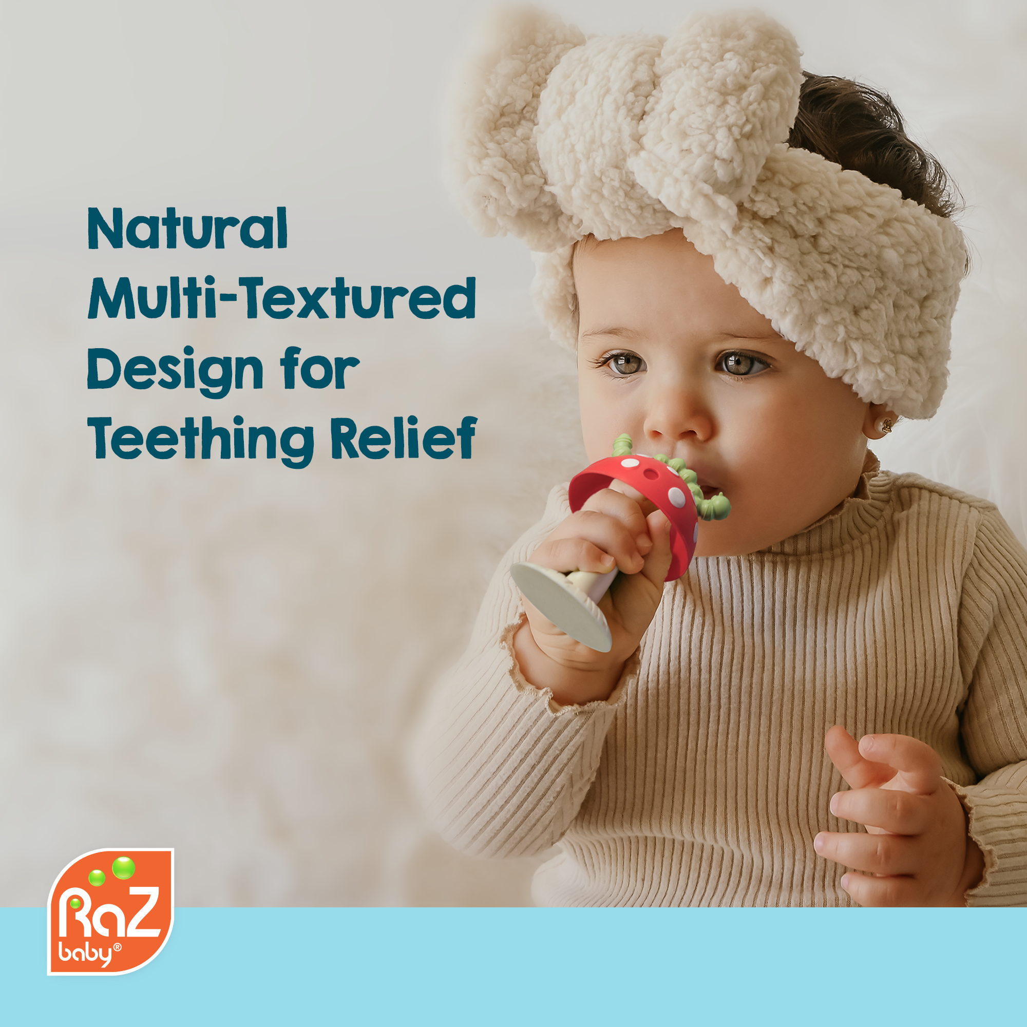 Chompy Mushroom Grip Silicone Teether Toy - Pink
