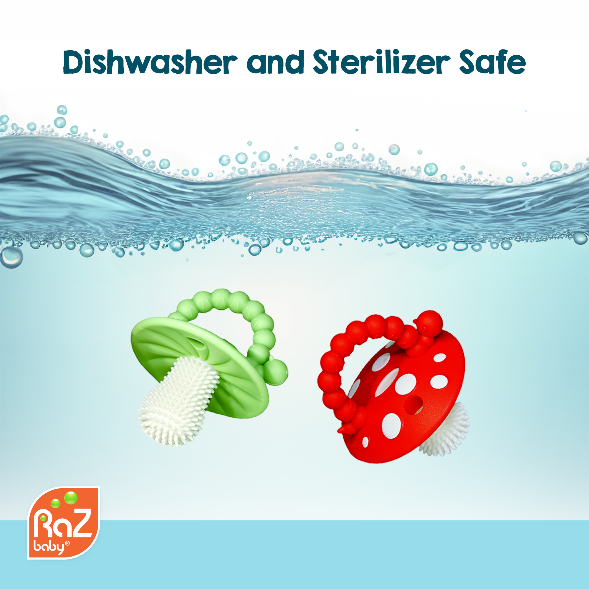 Chompy Mushroom Silicone Teether 2PK