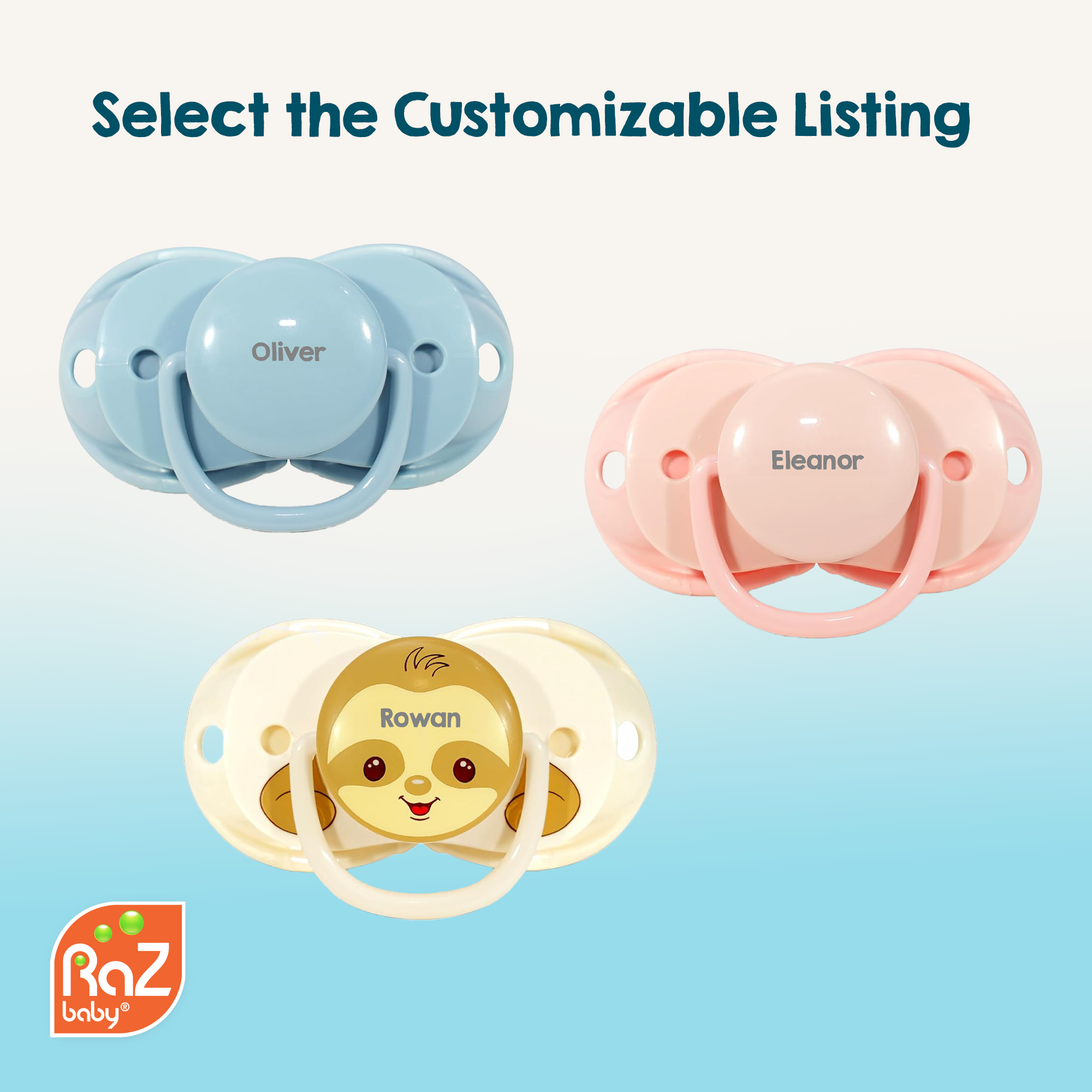 Personalized keep-it-kleen Pacifier 2PK - Dragon & Puppy