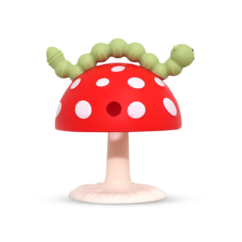 Chompy Mushroom Grip Silicone Teether Toy - Red