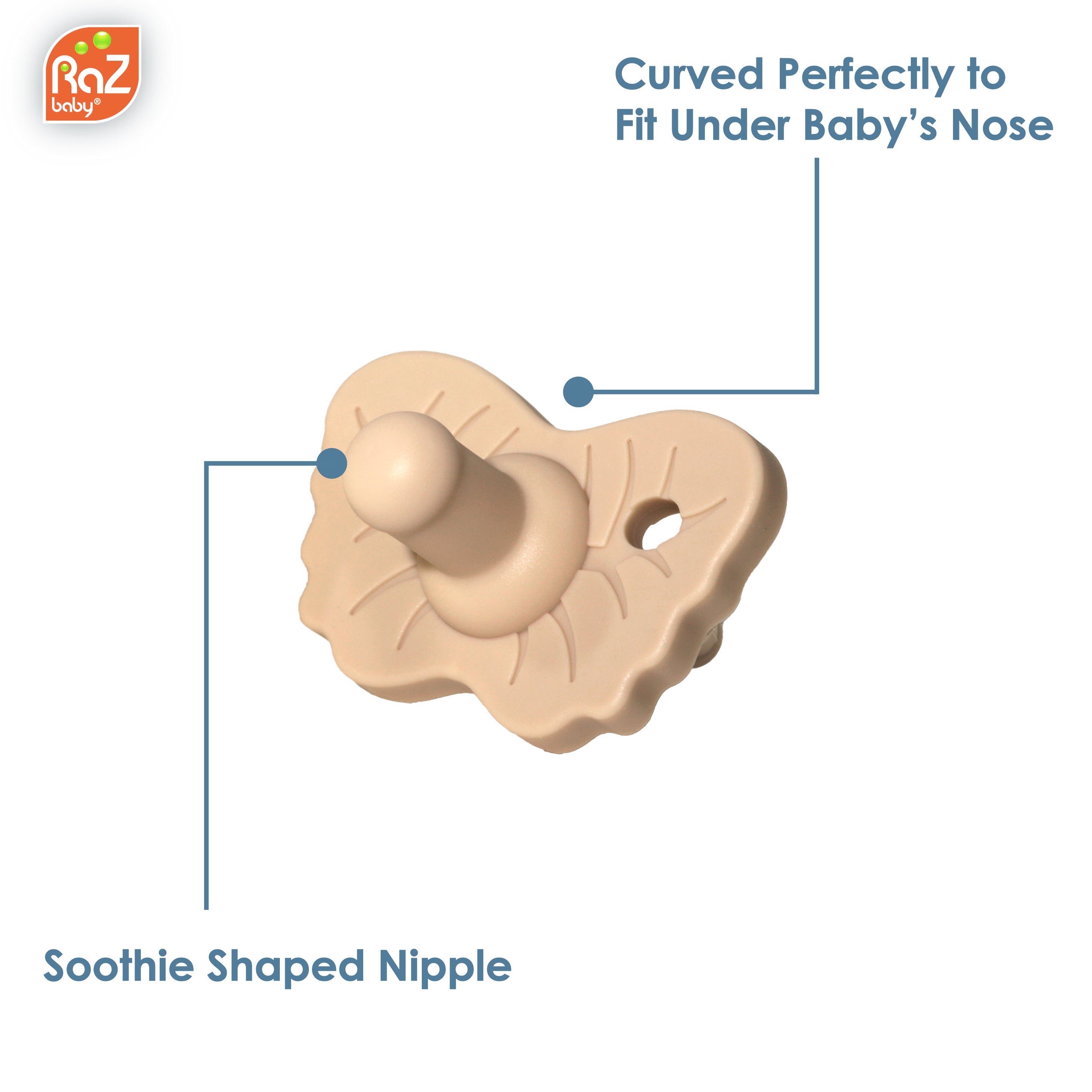 RaZzies Silicone Pacifier - 0m+ - Tan & White