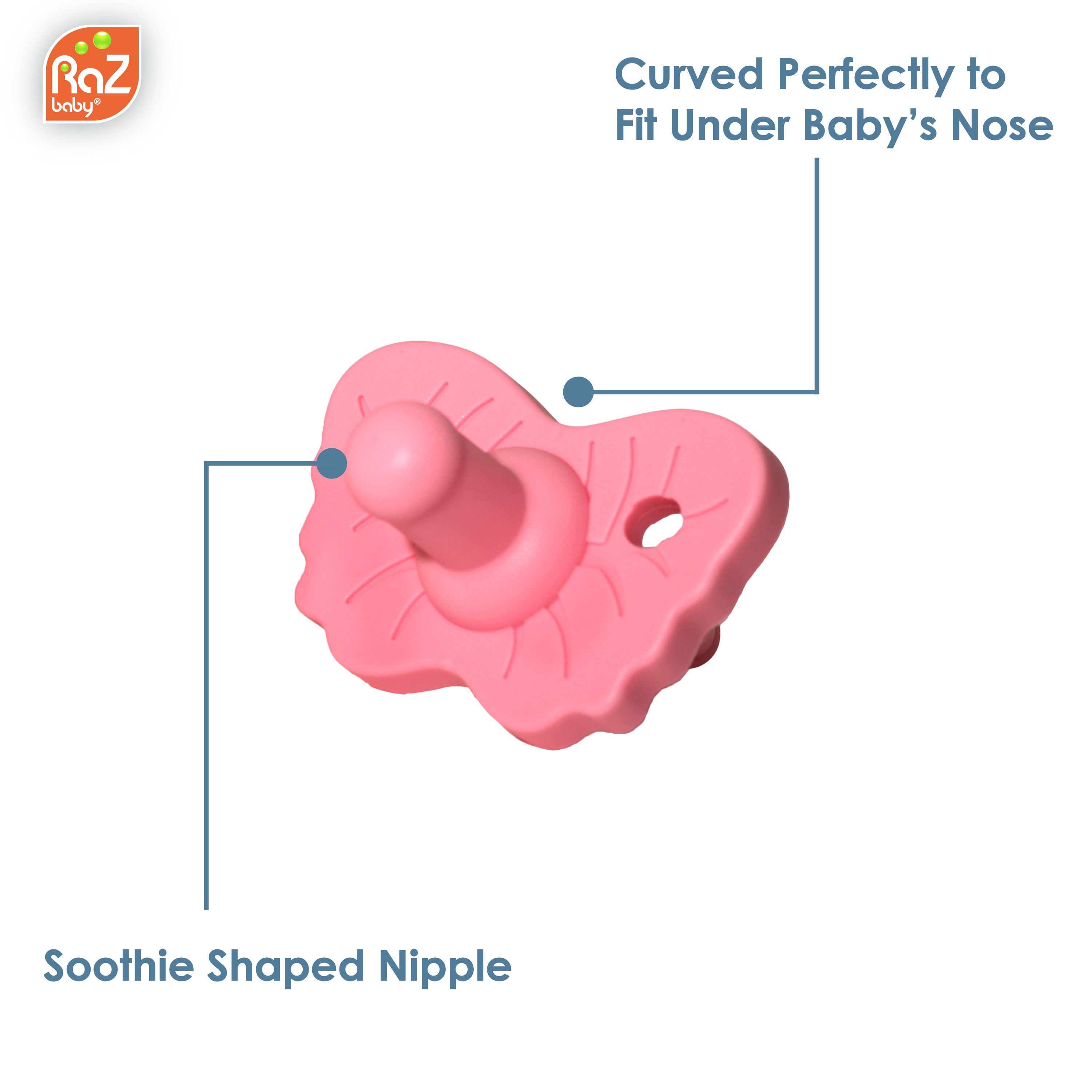 RaZzies Silicone Pacifier - 0m+ - Light Pink & Pink