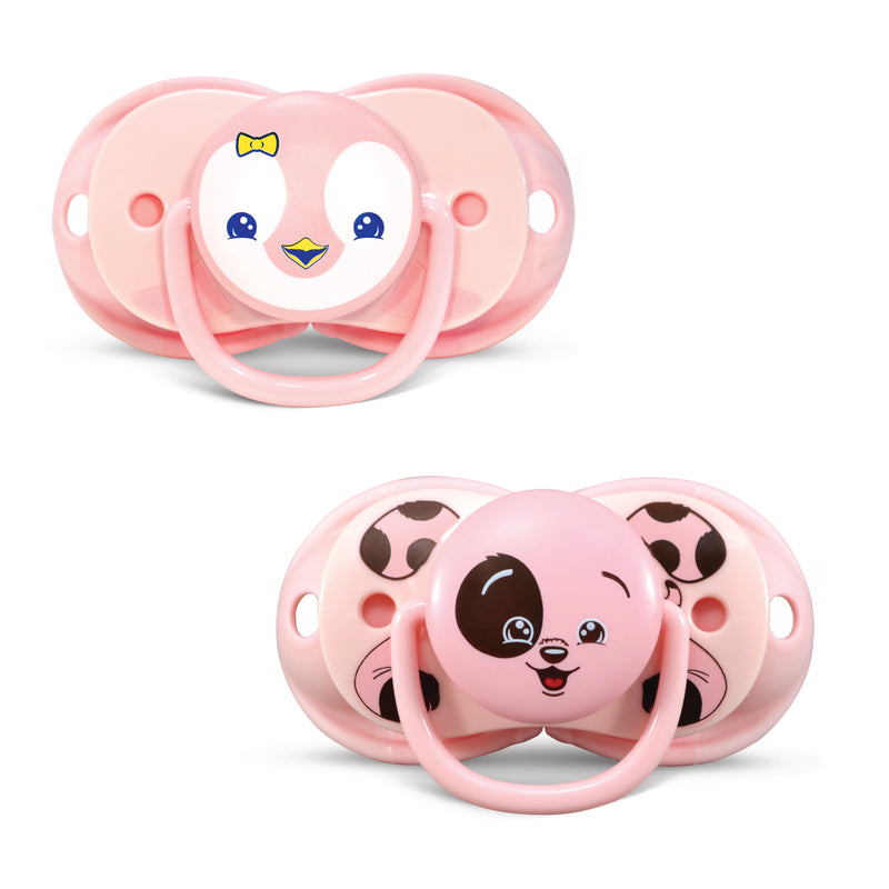 Personalized keep-it-kleen Pacifier 2PK - Pink Penguin & Puppy