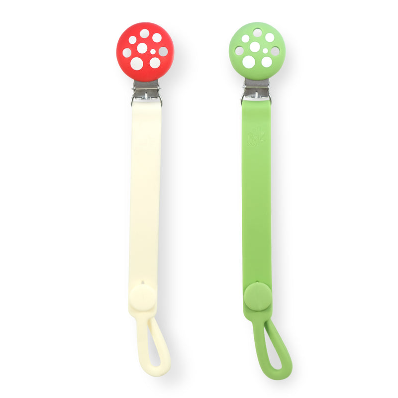 Chompy Silicone Paci/Teether Holders 2PK - Red & Green