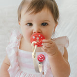 Chompy Silicone Paci/Teether Holders 2PK - Red & Pink