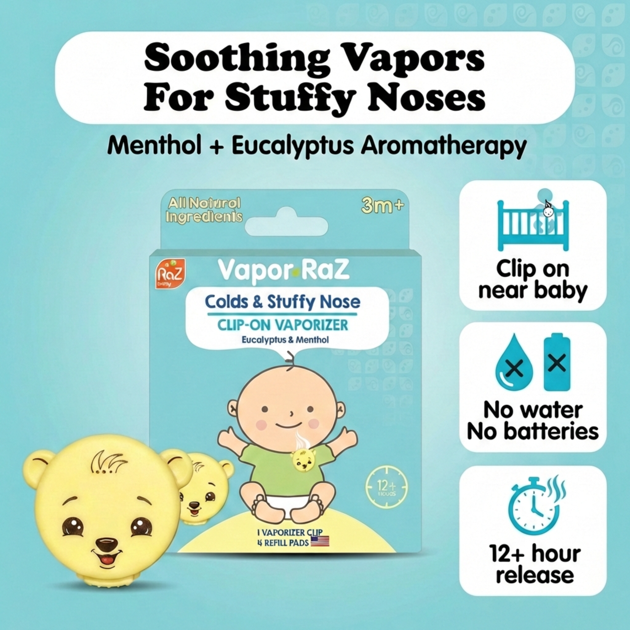 Vapor-RaZ - Baby Cough & Cold Relief - Wearable Vaporizer