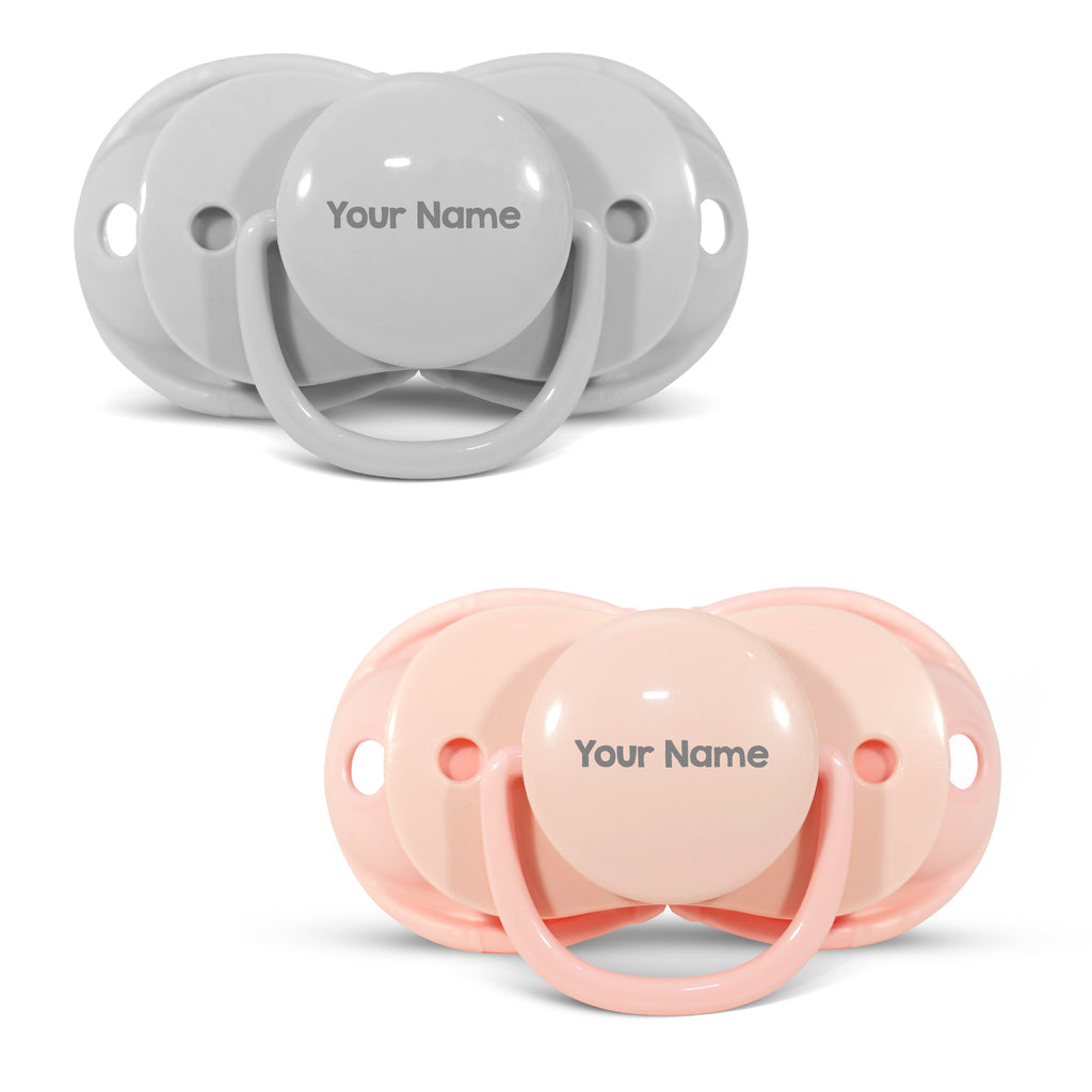 Personalized keep-it-kleen Pacifier 2PK - Grey & Pink