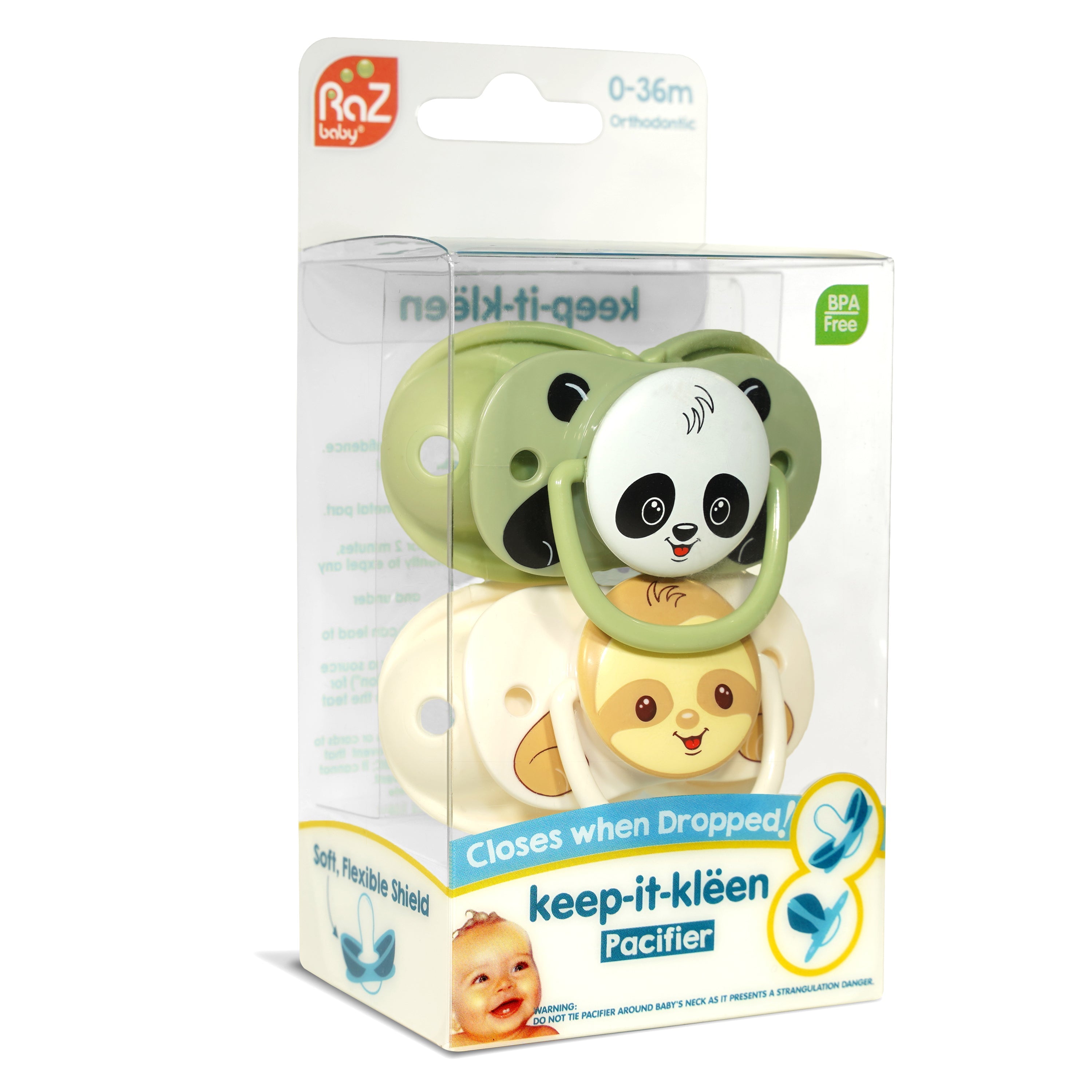 Personalized keep-it-kleen Pacifier 2PK - Sloth & Panda