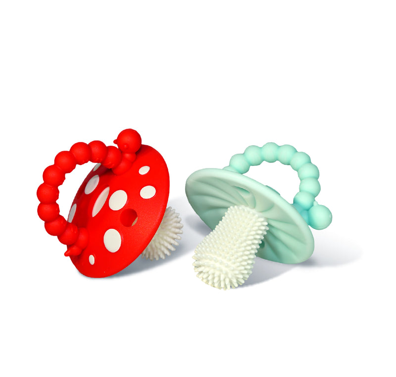Chompy Mushroom Silicone Teether 2PK
