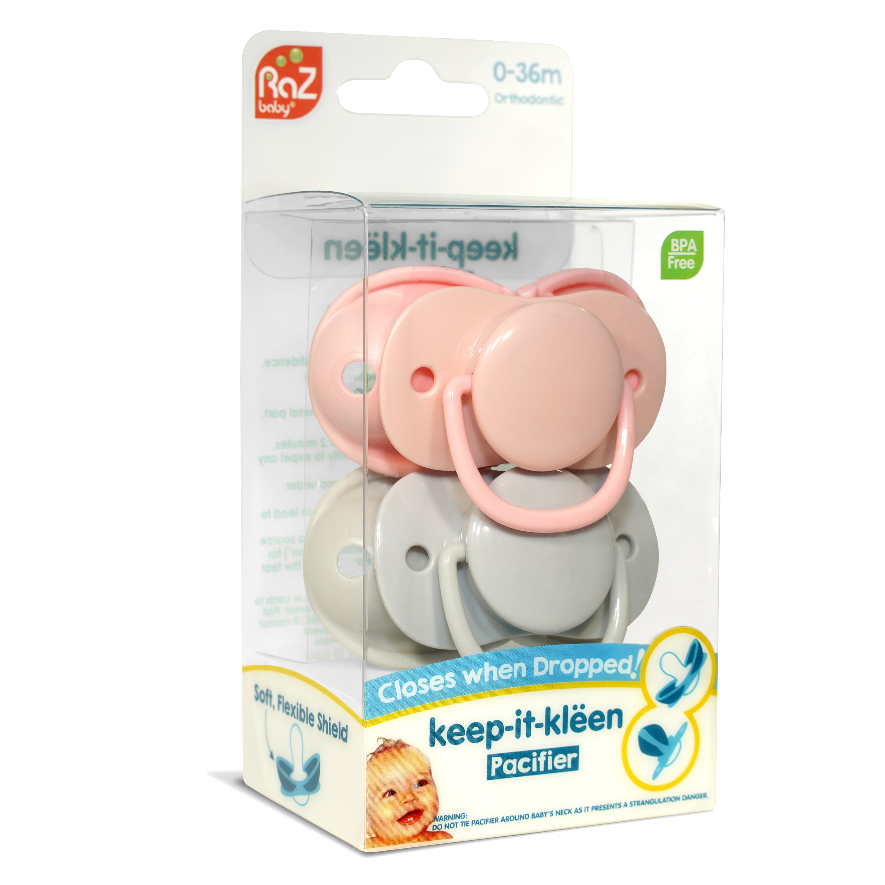 keep-it-kleen Pacifier 2PK - Grey & Pink