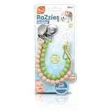 Personalized RaZzies Silicone Paci/Teether Holder 2PK - Green & Tan